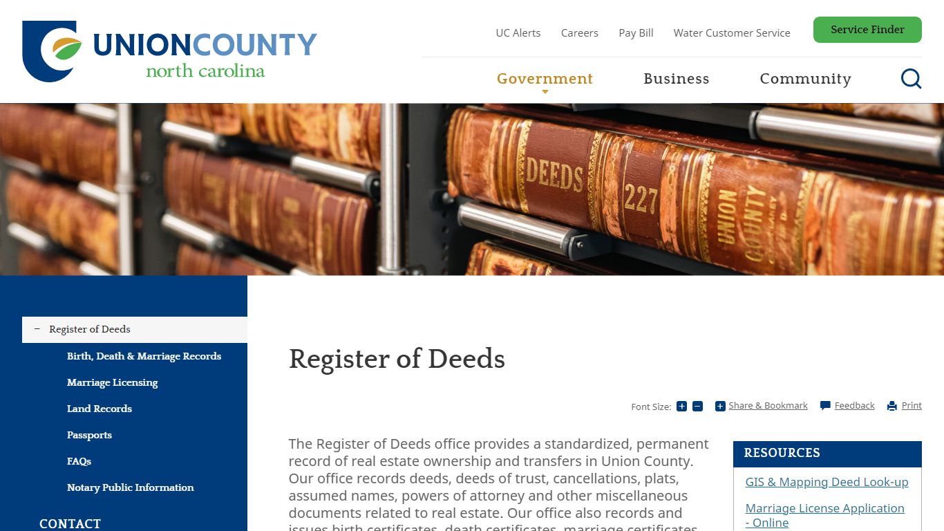 Register of Deeds | Union County, NC